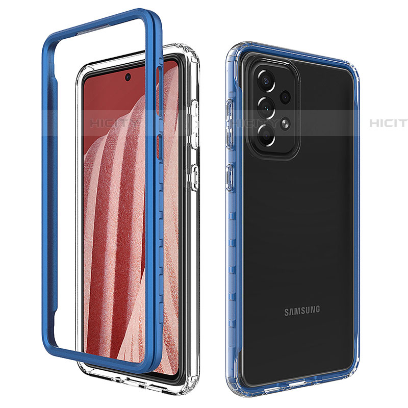 Custodia Silicone Trasparente Laterale 360 Gradi Cover JX1 per Samsung Galaxy A73 5G Blu