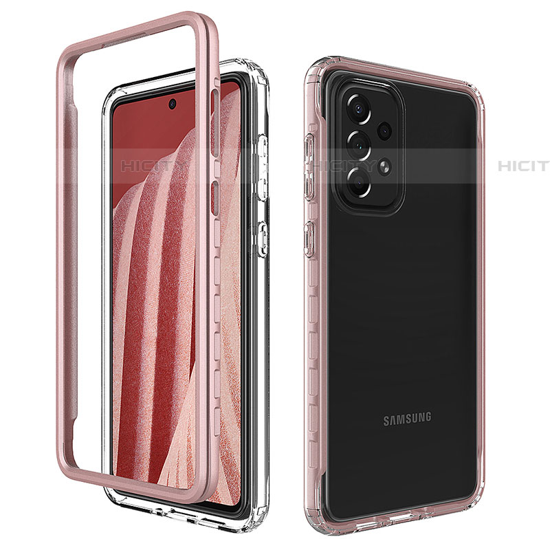 Custodia Silicone Trasparente Laterale 360 Gradi Cover JX1 per Samsung Galaxy A73 5G Oro Rosa