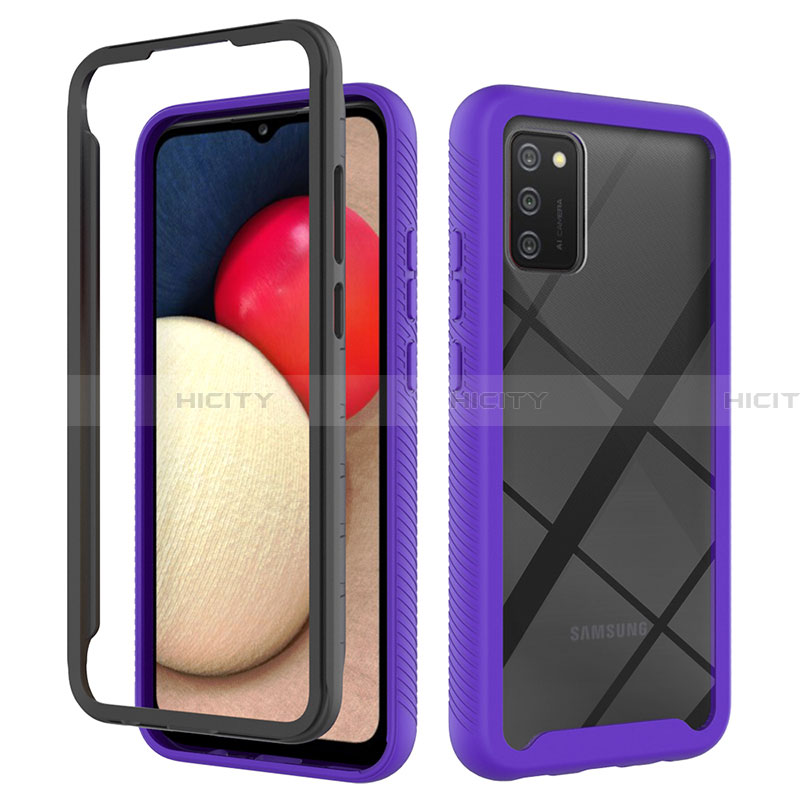 Custodia Silicone Trasparente Laterale 360 Gradi Cover JX1 per Samsung Galaxy F02S SM-E025F Viola