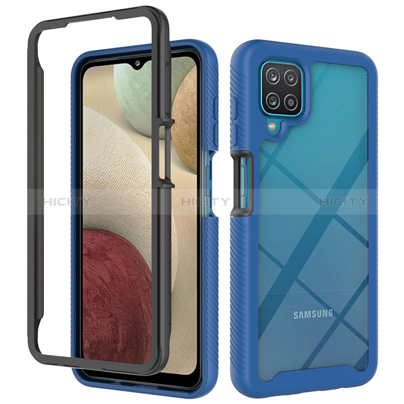 Custodia Silicone Trasparente Laterale 360 Gradi Cover JX2 per Samsung Galaxy A12 Blu