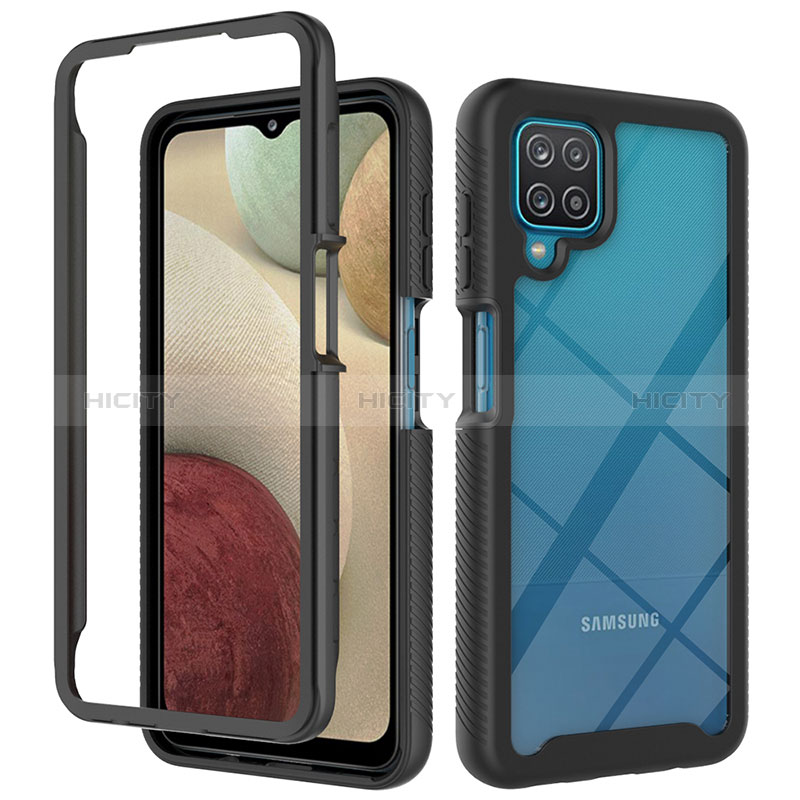 Custodia Silicone Trasparente Laterale 360 Gradi Cover JX2 per Samsung Galaxy A12 Nacho Nero