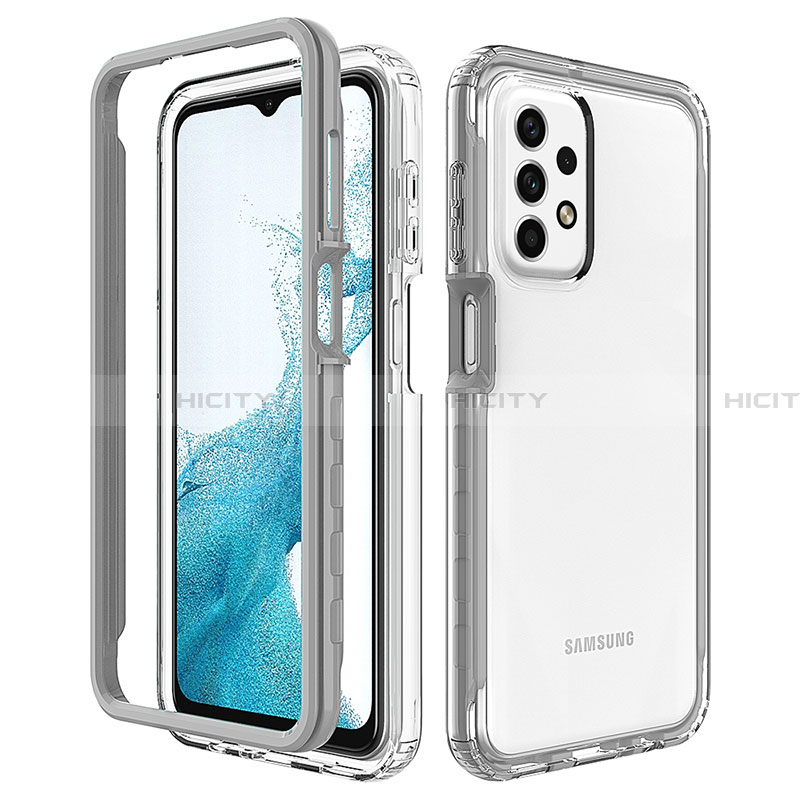 Custodia Silicone Trasparente Laterale 360 Gradi Cover JX2 per Samsung Galaxy A23 4G Grigio