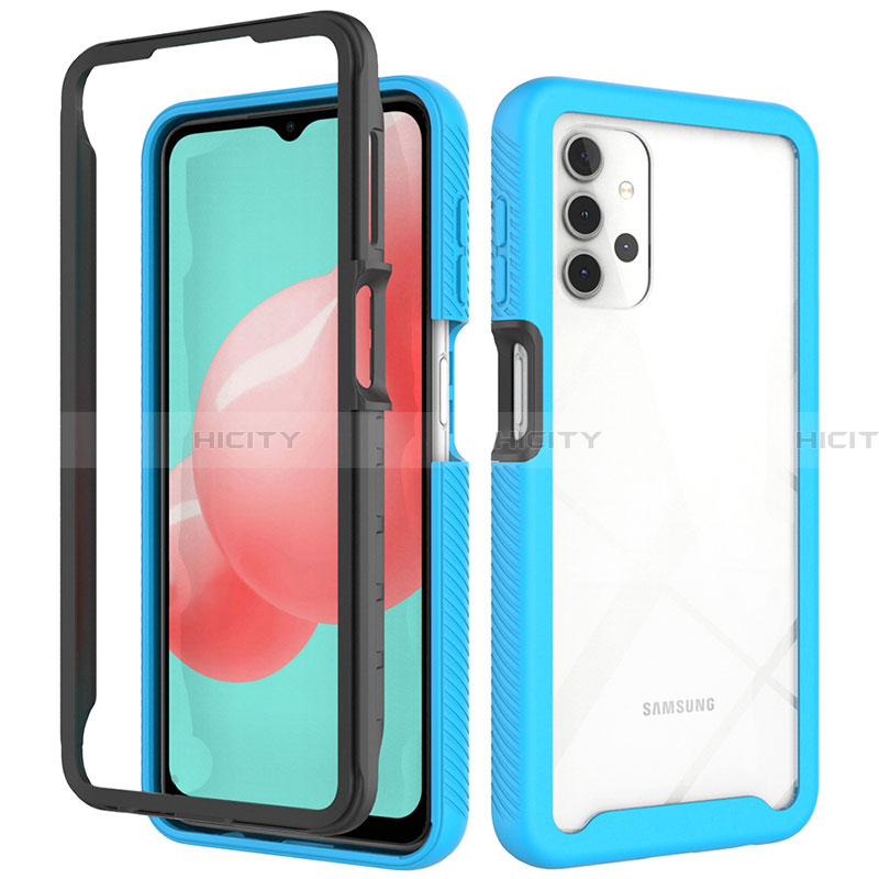 Custodia Silicone Trasparente Laterale 360 Gradi Cover JX2 per Samsung Galaxy A32 4G Cielo Blu