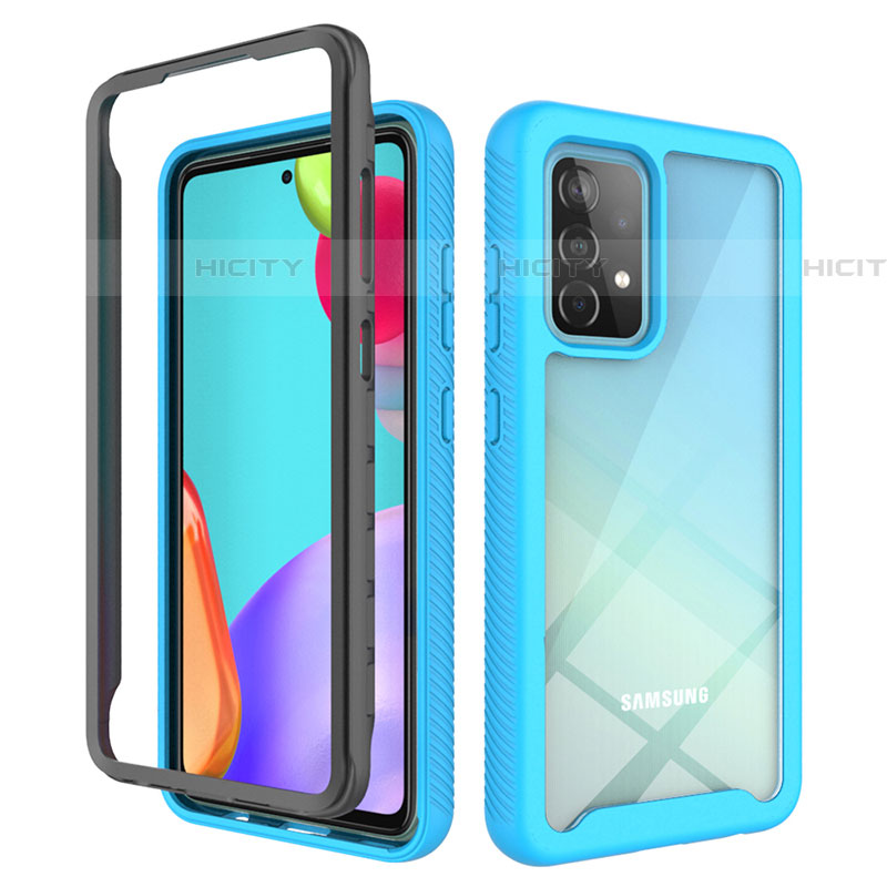 Custodia Silicone Trasparente Laterale 360 Gradi Cover JX2 per Samsung Galaxy A52 5G Cielo Blu