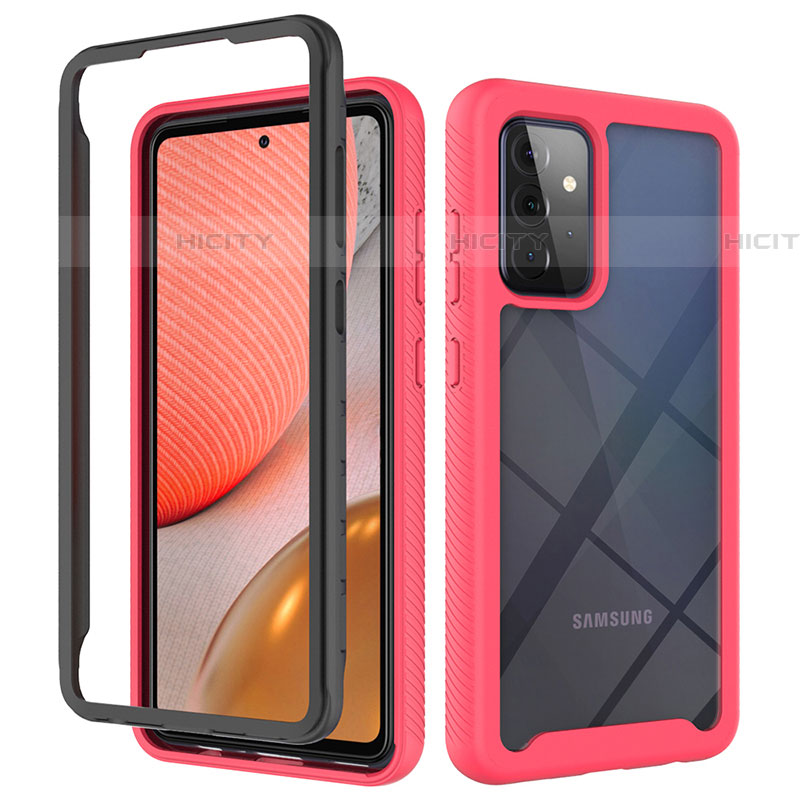 Custodia Silicone Trasparente Laterale 360 Gradi Cover JX2 per Samsung Galaxy A72 4G Rosa Caldo