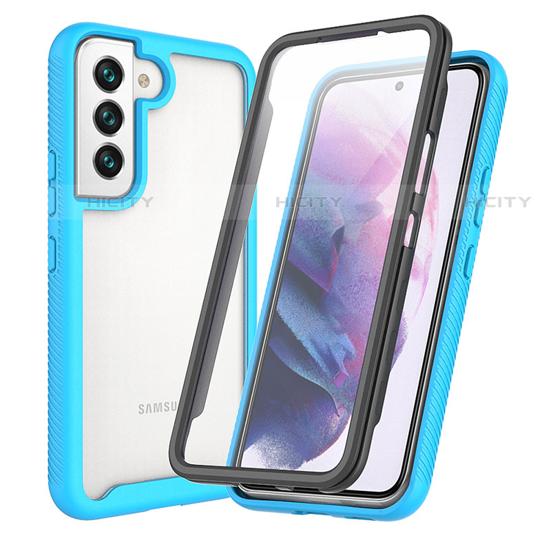 Custodia Silicone Trasparente Laterale 360 Gradi Cover M01 per Samsung Galaxy S21 Plus 5G Cielo Blu