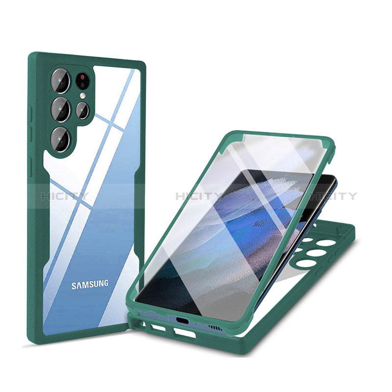 Custodia Silicone Trasparente Laterale 360 Gradi Cover M01 per Samsung Galaxy S24 Ultra 5G Verde