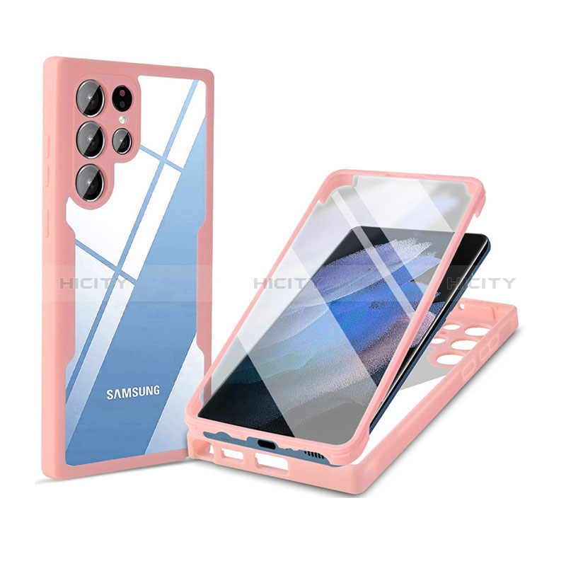 Custodia Silicone Trasparente Laterale 360 Gradi Cover M01 per Samsung Galaxy S25 Ultra 5G Rosa