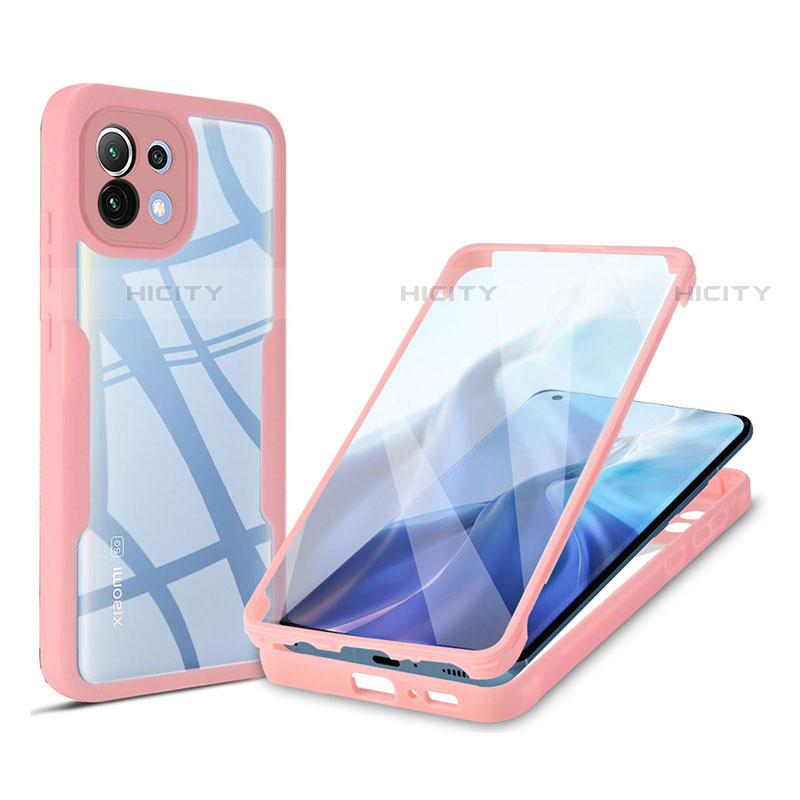 Custodia Silicone Trasparente Laterale 360 Gradi Cover M01 per Xiaomi Mi 11 Lite 4G Rosa