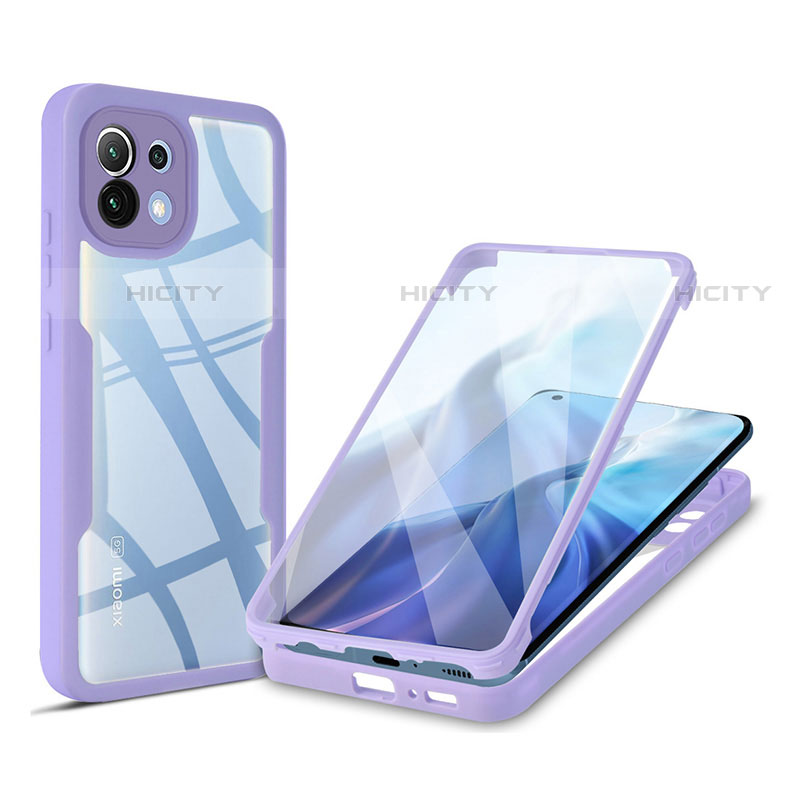 Custodia Silicone Trasparente Laterale 360 Gradi Cover M01 per Xiaomi Mi 11 Lite 5G NE Viola