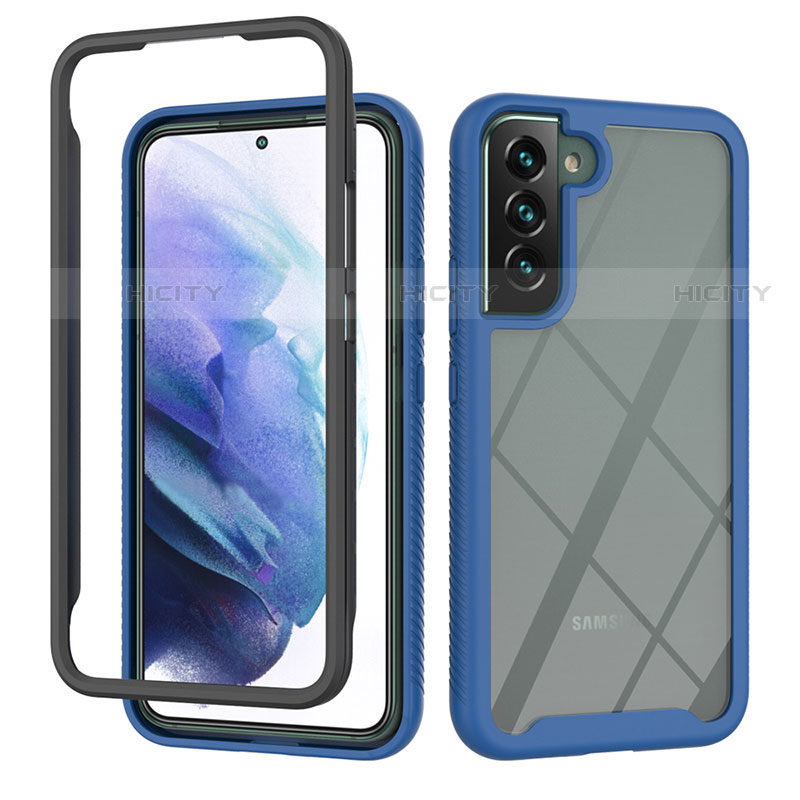 Custodia Silicone Trasparente Laterale 360 Gradi Cover M02 per Samsung Galaxy S21 Plus 5G Blu