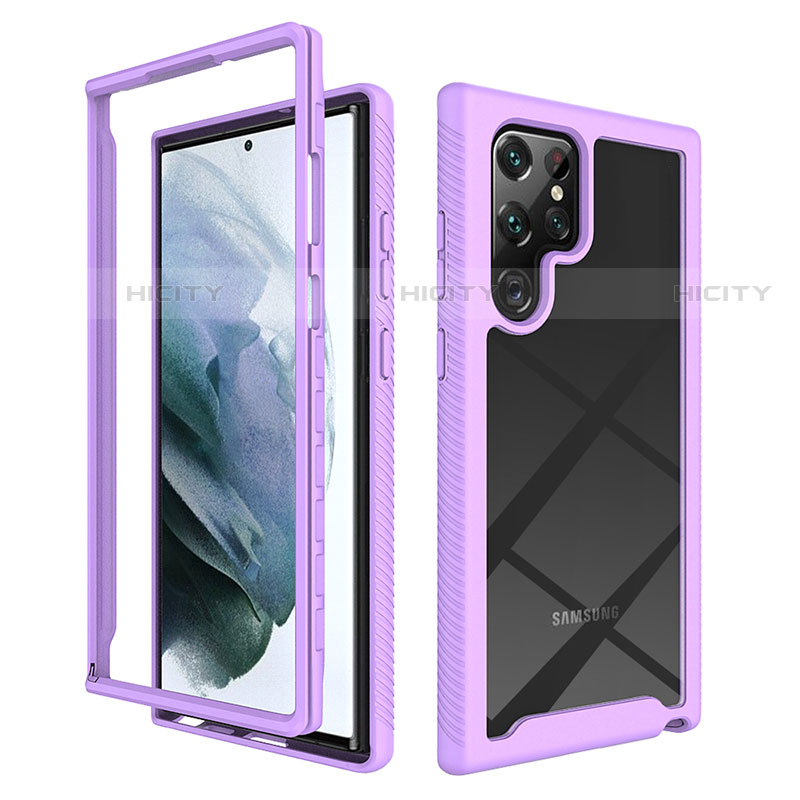 Custodia Silicone Trasparente Laterale 360 Gradi Cover M02 per Samsung Galaxy S21 Ultra 5G Viola