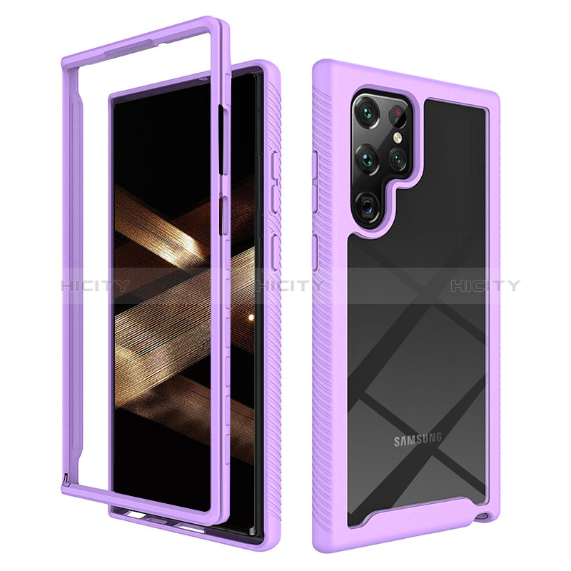 Custodia Silicone Trasparente Laterale 360 Gradi Cover M02 per Samsung Galaxy S24 Ultra 5G Viola