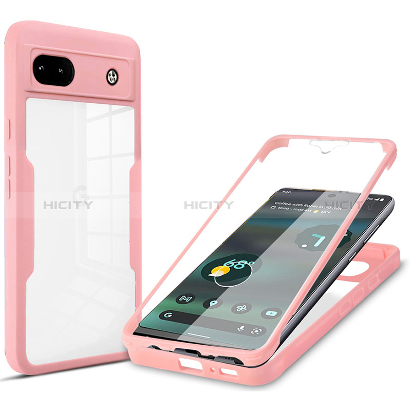 Custodia Silicone Trasparente Laterale 360 Gradi Cover MJ1 per Google Pixel 6a 5G Oro Rosa