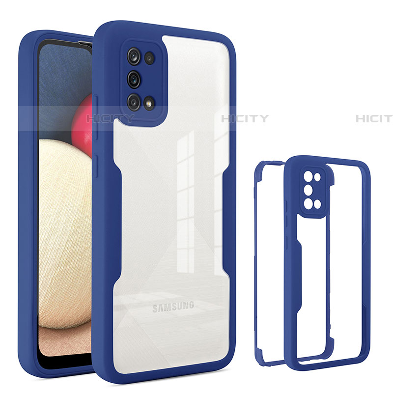 Custodia Silicone Trasparente Laterale 360 Gradi Cover MJ1 per Samsung Galaxy A03s Blu