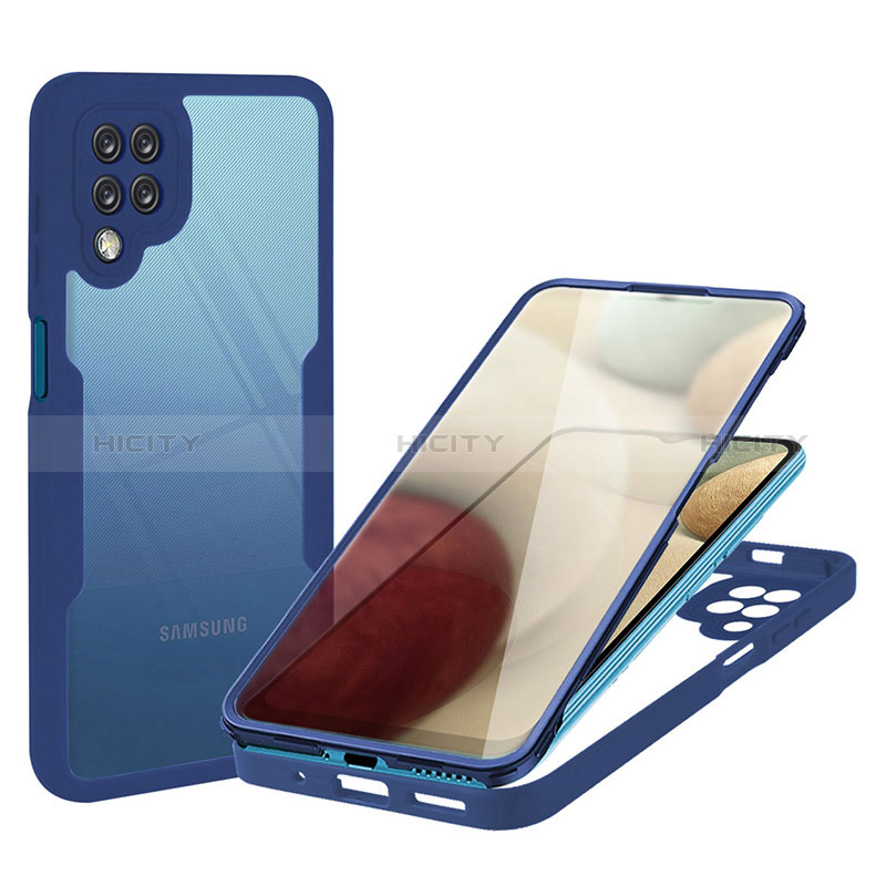 Custodia Silicone Trasparente Laterale 360 Gradi Cover MJ1 per Samsung Galaxy A12 Nacho Blu