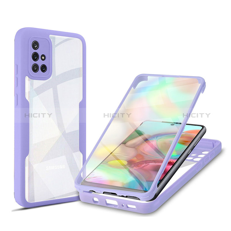 Custodia Silicone Trasparente Laterale 360 Gradi Cover MJ1 per Samsung Galaxy A71 4G A715 Viola