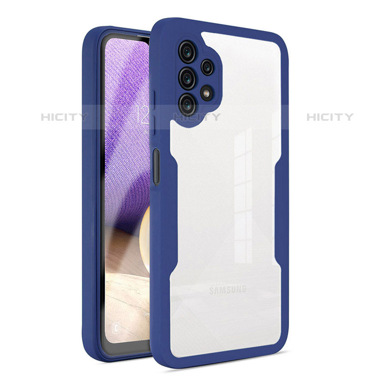 Custodia Silicone Trasparente Laterale 360 Gradi Cover MJ1 per Samsung Galaxy M32 5G Blu