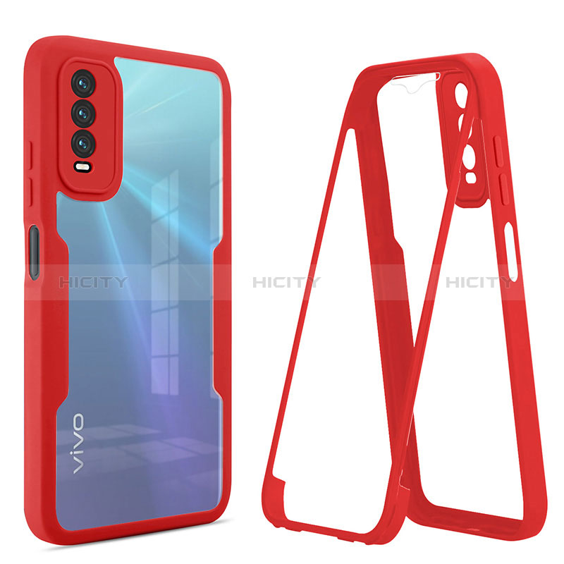 Custodia Silicone Trasparente Laterale 360 Gradi Cover MJ1 per Vivo Y11s Rosso