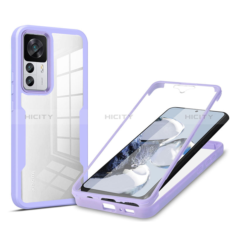 Custodia Silicone Trasparente Laterale 360 Gradi Cover MJ1 per Xiaomi Mi 12T 5G Viola