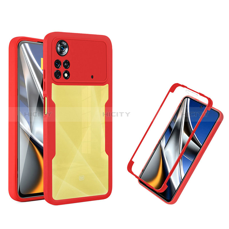 Custodia Silicone Trasparente Laterale 360 Gradi Cover MJ1 per Xiaomi Poco X4 Pro 5G Rosso