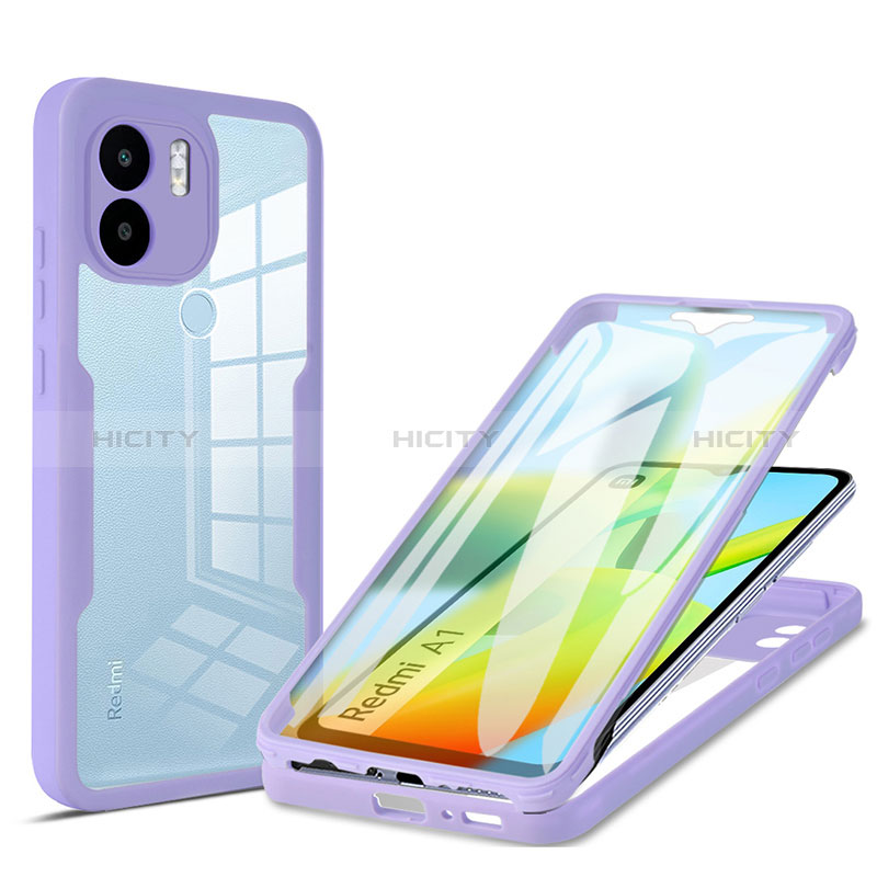 Custodia Silicone Trasparente Laterale 360 Gradi Cover MJ1 per Xiaomi Redmi A1 Viola