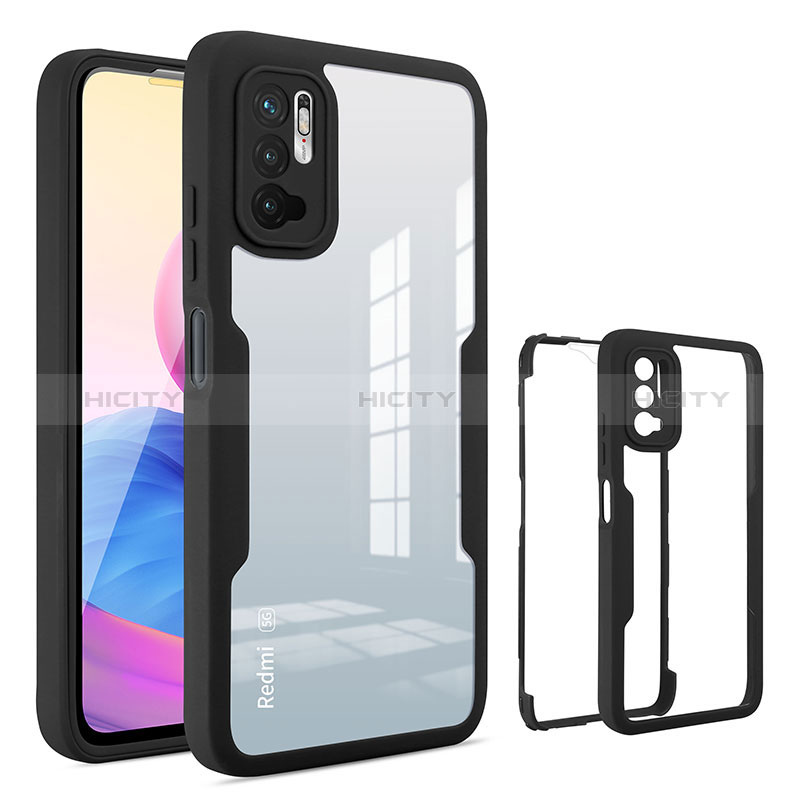 Custodia Silicone Trasparente Laterale 360 Gradi Cover MJ1 per Xiaomi Redmi Note 10T 5G Nero