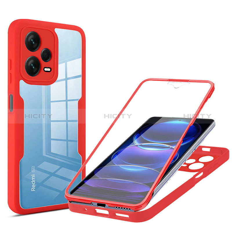 Custodia Silicone Trasparente Laterale 360 Gradi Cover MJ1 per Xiaomi Redmi Note 12 Pro+ Plus 5G Rosso