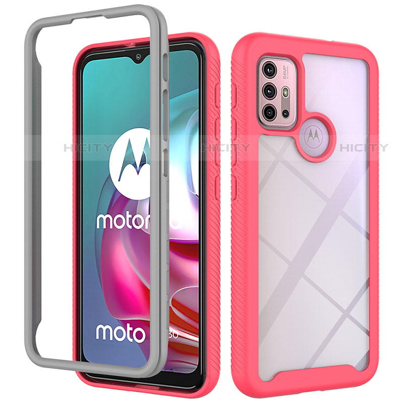 Custodia Silicone Trasparente Laterale 360 Gradi Cover per Motorola Moto G10 Power Rosa Caldo
