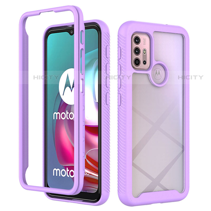 Custodia Silicone Trasparente Laterale 360 Gradi Cover per Motorola Moto G30 Viola