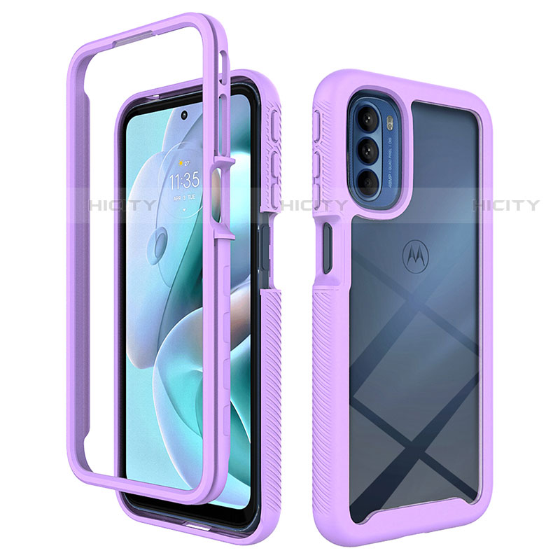 Custodia Silicone Trasparente Laterale 360 Gradi Cover per Motorola Moto G41 Viola