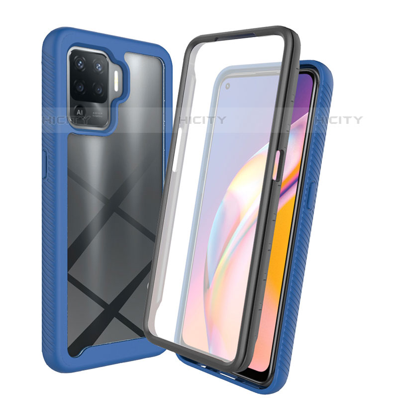 Custodia Silicone Trasparente Laterale 360 Gradi Cover per Oppo F19 Pro Blu