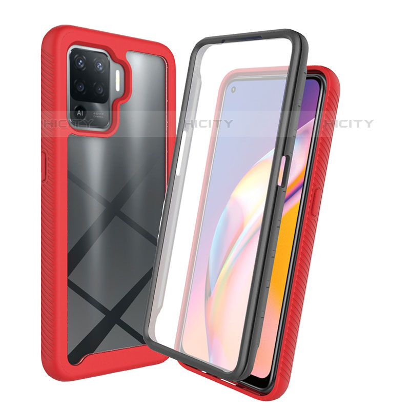 Custodia Silicone Trasparente Laterale 360 Gradi Cover per Oppo F19 Pro Rosso