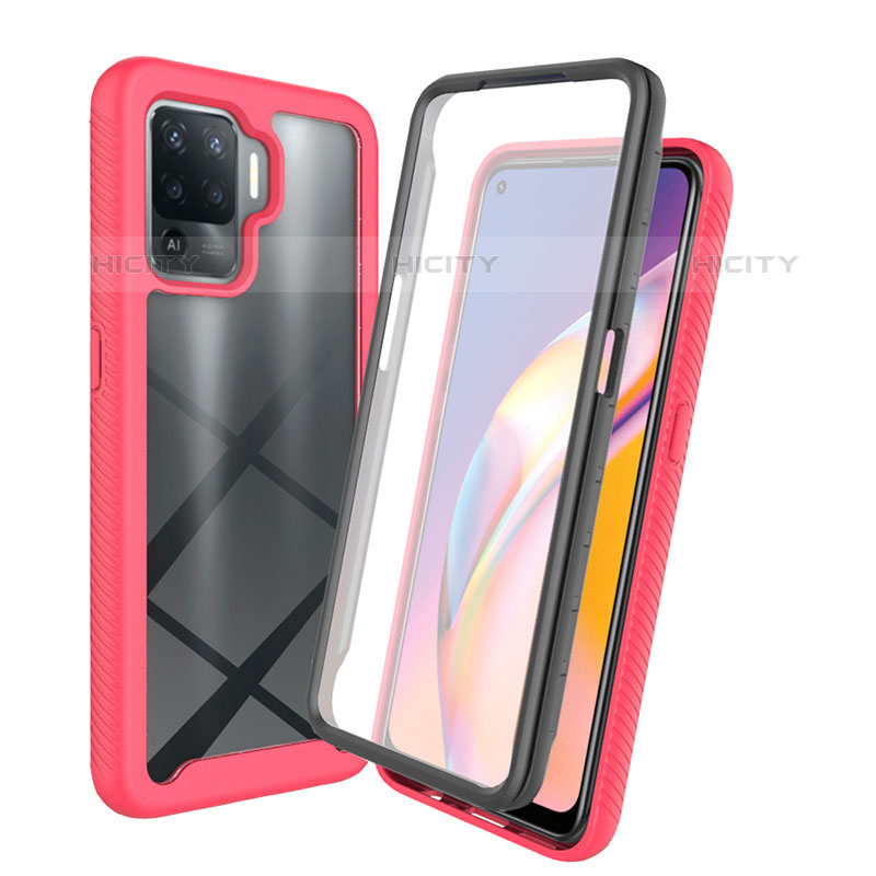 Custodia Silicone Trasparente Laterale 360 Gradi Cover per Oppo Reno5 F Rosa Caldo