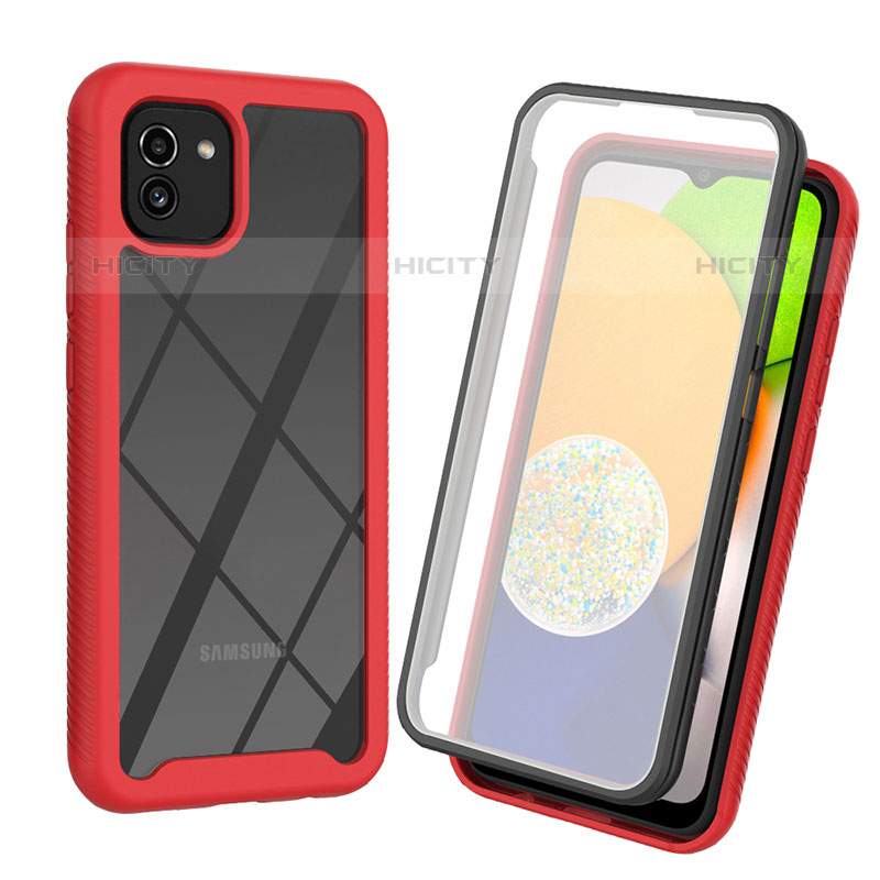 Custodia Silicone Trasparente Laterale 360 Gradi Cover per Samsung Galaxy A03 Rosso