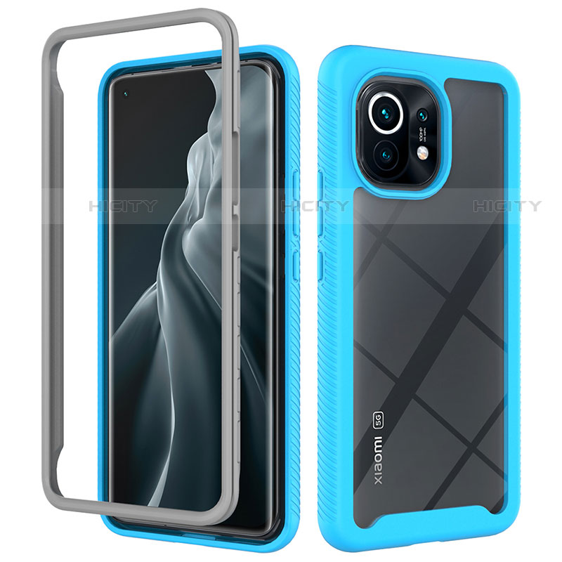 Custodia Silicone Trasparente Laterale 360 Gradi Cover per Xiaomi Mi 11 5G Cielo Blu