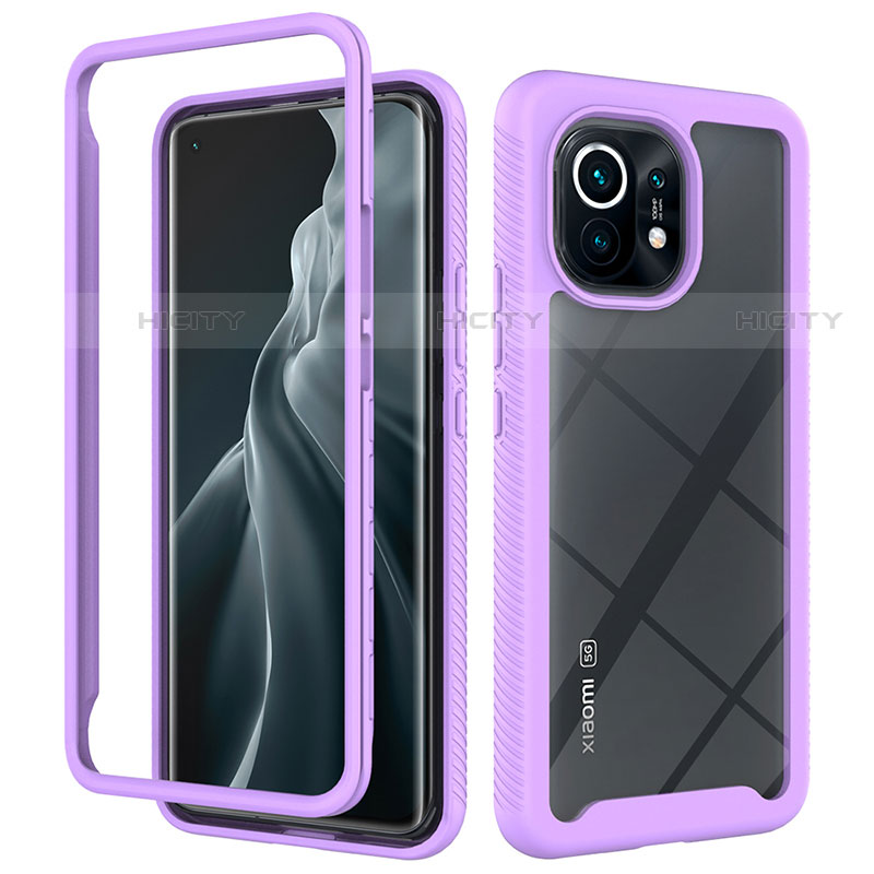 Custodia Silicone Trasparente Laterale 360 Gradi Cover per Xiaomi Mi 11 Lite 4G Viola