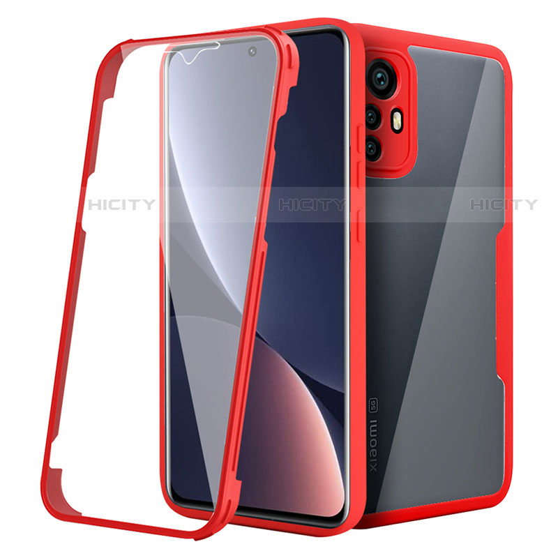 Custodia Silicone Trasparente Laterale 360 Gradi Cover per Xiaomi Mi 12S Pro 5G Rosso