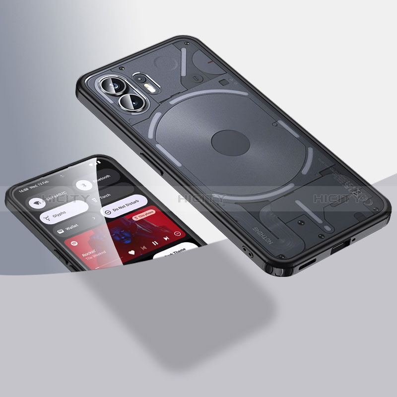 Custodia Silicone Trasparente Laterale 360 Gradi Cover QK1 per Nothing Phone 2 Nero