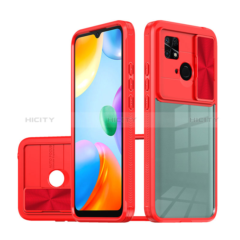 Custodia Silicone Trasparente Laterale 360 Gradi Cover QW1 per Xiaomi Redmi 10 Power Rosso