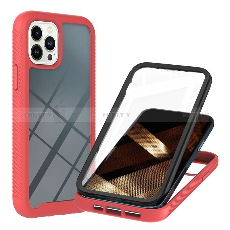 Custodia Silicone Trasparente Laterale 360 Gradi Cover YB1 per Apple iPhone 16 Pro Max Rosso