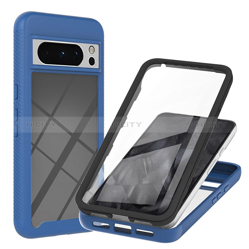 Custodia Silicone Trasparente Laterale 360 Gradi Cover YB1 per Google Pixel 8 Pro 5G Blu