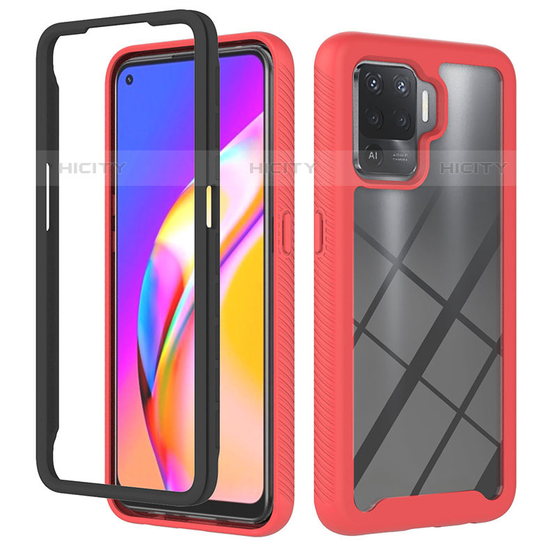 Custodia Silicone Trasparente Laterale 360 Gradi Cover YB1 per Oppo F19 Pro Rosso