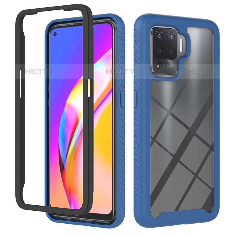 Custodia Silicone Trasparente Laterale 360 Gradi Cover YB1 per Oppo Reno5 Lite Blu