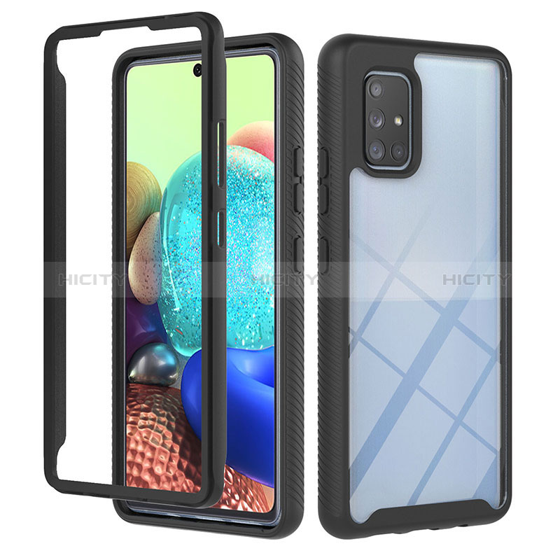 Custodia Silicone Trasparente Laterale 360 Gradi Cover YB1 per Samsung Galaxy A71 4G A715 Nero