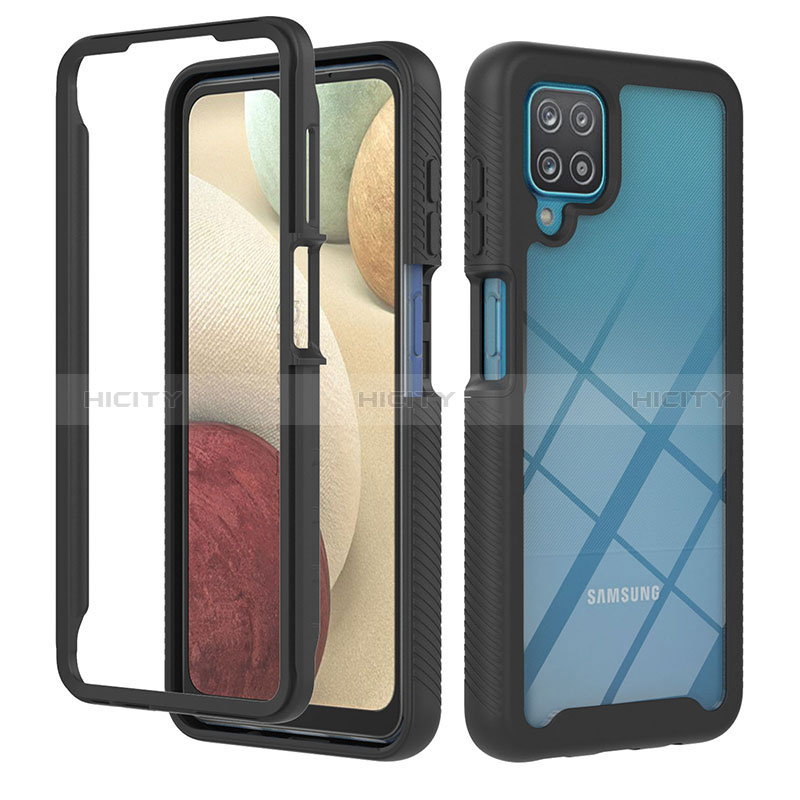 Custodia Silicone Trasparente Laterale 360 Gradi Cover YB1 per Samsung Galaxy F12 Nero