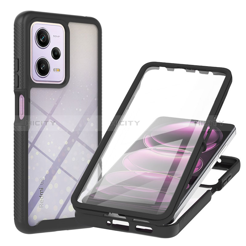 Custodia Silicone Trasparente Laterale 360 Gradi Cover YB1 per Xiaomi Redmi Note 12 Pro 5G Nero