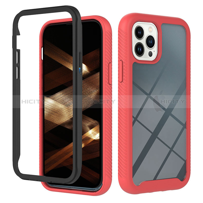 Custodia Silicone Trasparente Laterale 360 Gradi Cover YB2 per Apple iPhone 14 Pro Max Rosso