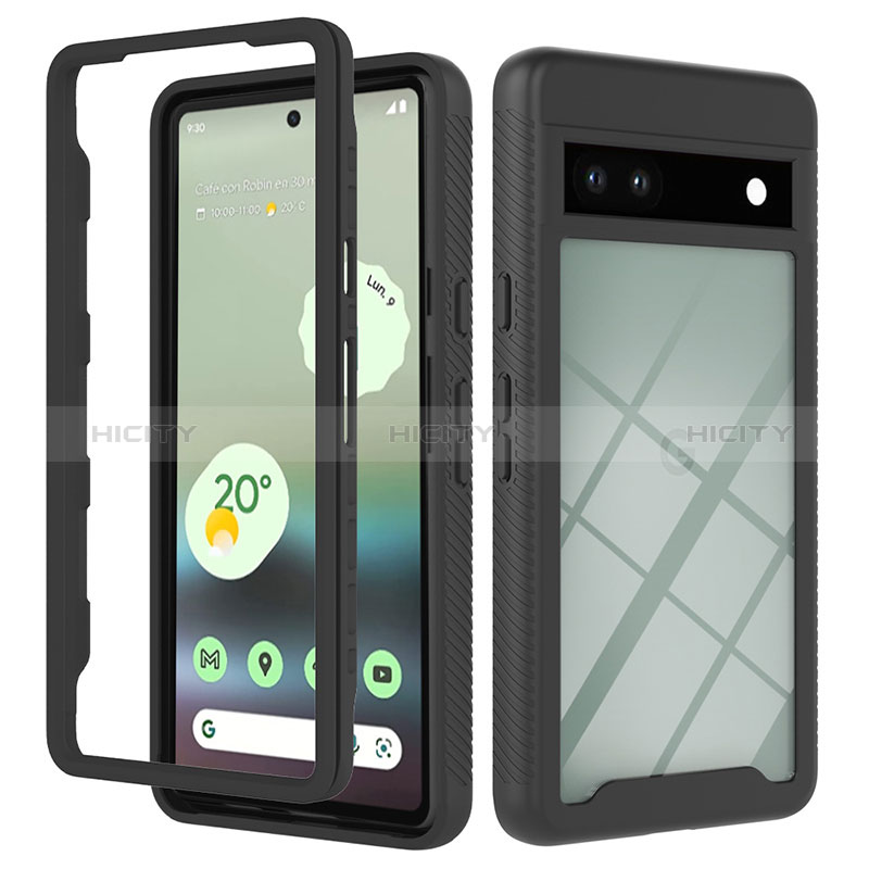 Custodia Silicone Trasparente Laterale 360 Gradi Cover YB2 per Google Pixel 7a 5G Nero