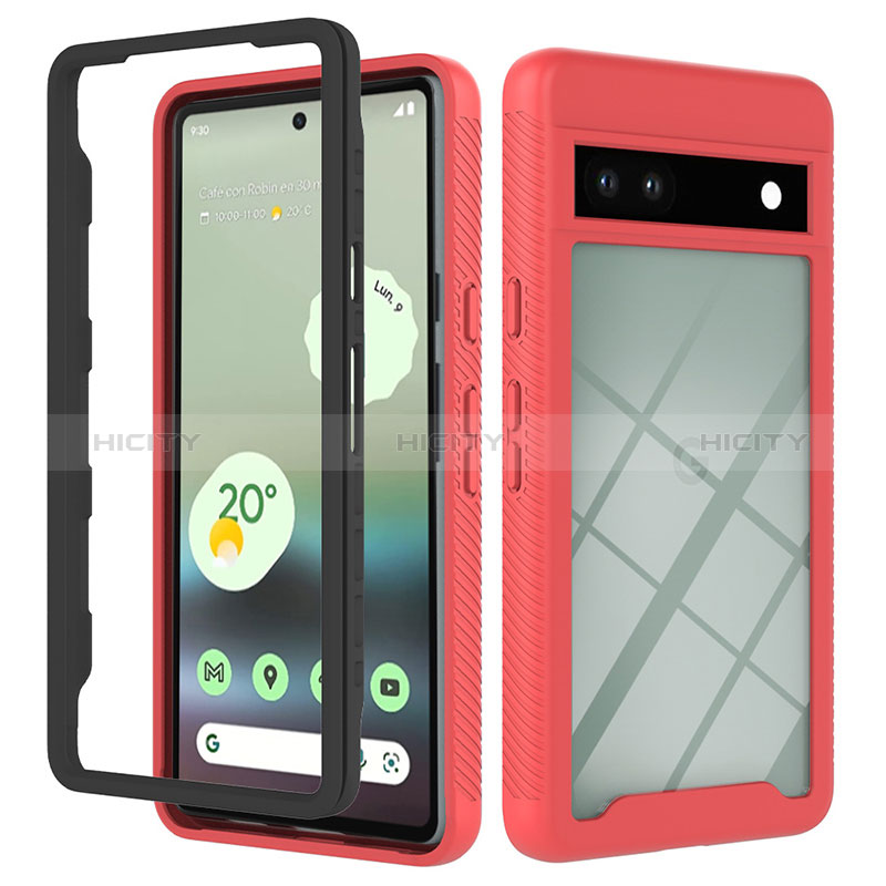 Custodia Silicone Trasparente Laterale 360 Gradi Cover YB2 per Google Pixel 7a 5G Rosso